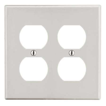 Hubbell Wiring Device-Kellems Wallplate, Mid-Size 2-Gang, 2) Duplex, Light Almond PJ82LA